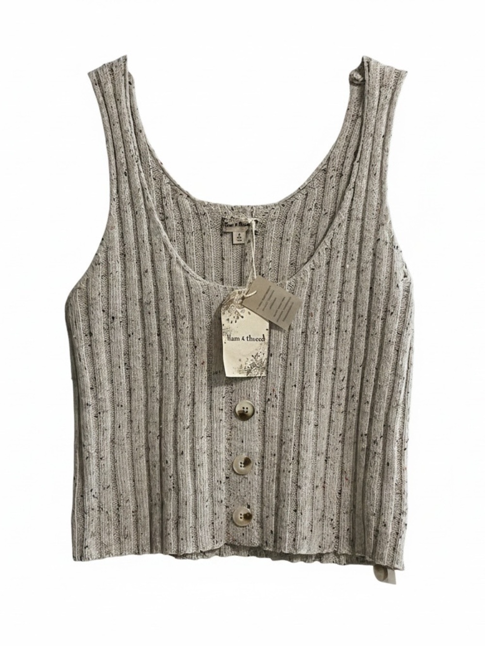NWT Hem & Thread Speckled Cream Knit Ribbed Tank